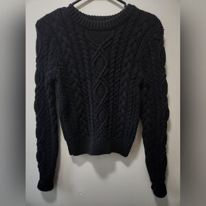Denim&Supply Ralph Lauren Cable Knit Sweater Black Long Sleeve Pullover Women S